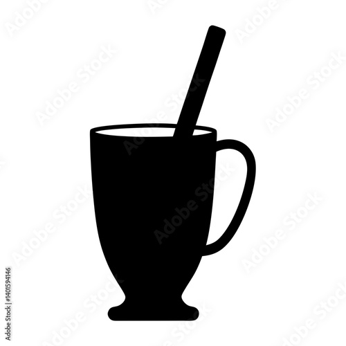 hot cider with cinnamon black silhouette icon - of a soft drinks hot cider with cinnamon simple vector art