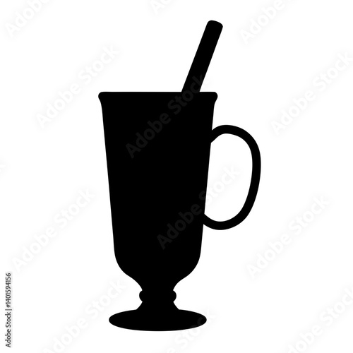 hot cider with cinnamon black silhouette icon - of a  hot cider with cinnamon simple vector art