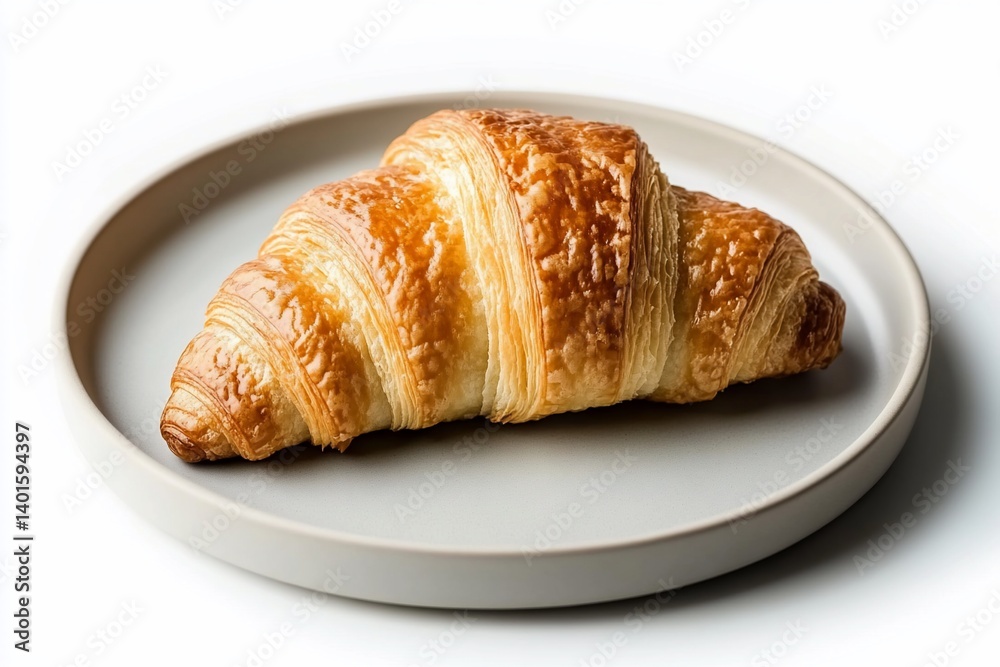 Golden croissant on a plate Golden croissant on a plate