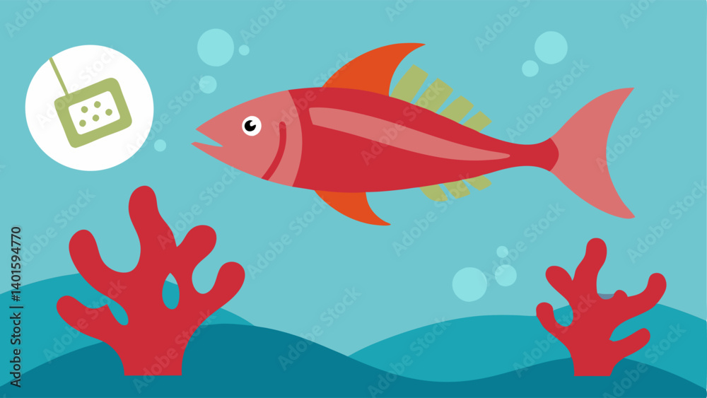 Naklejka premium Invasive Species An showing a predatory fish or seaweed overtaking coral reefs with an Invasive Species label while native species are nowhere to be seen.