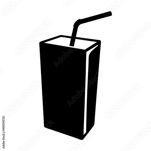 juice box black silhouette icon - of a soft drinks juice box simple vector art