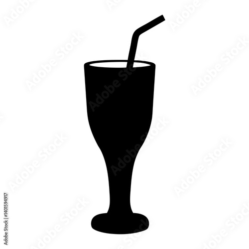 lemonade glass black silhouette icon - of a soft drinks lemonade glass simple vector art