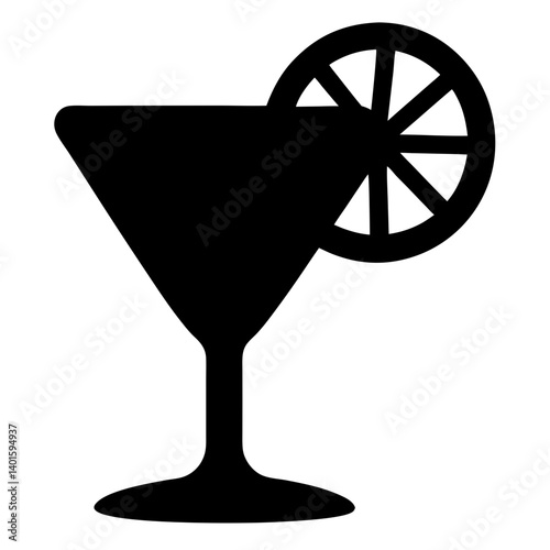 lemon drop martini black silhouette icon - of a soft drinks lemon drop martini simple vector art