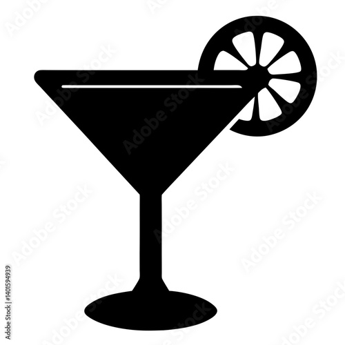 lemon drop martini black silhouette icon - of a soft drinks lemon drop martini simple vector art