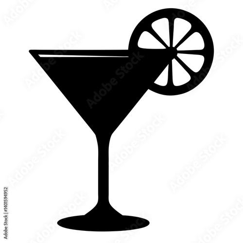 lemon drop martini black silhouette icon - of a soft drinks lemon drop martini simple vector art