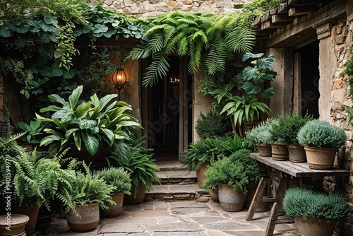Vibrant Greenery and Intricate Foliage in Charming Outdoor Environments