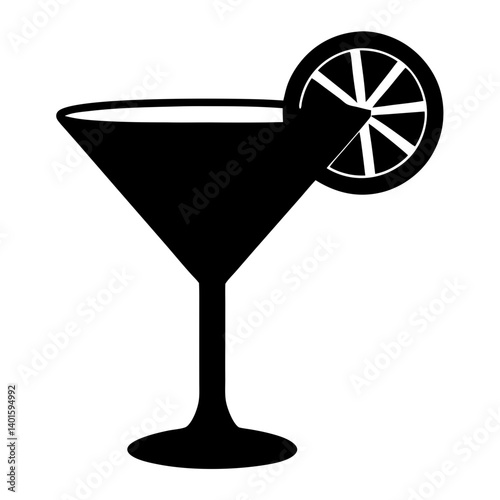 lemon drop martini black silhouette icon - of a soft drinks lemon drop martini simple vector art
