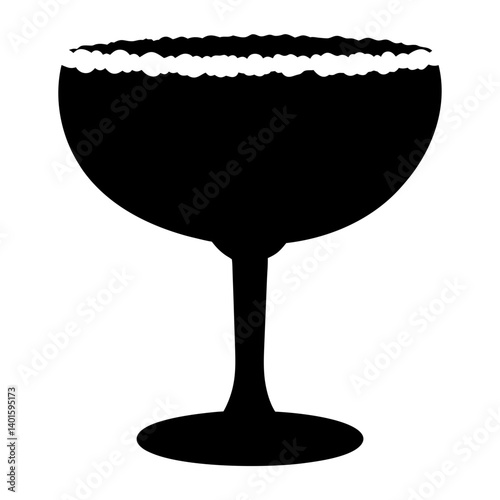 margarita with salt rim black silhouette icon - of a soft drinks margarita with salt rim simple vector art