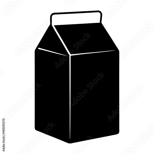 milk carton black silhouette icon - of a soft drinks milk carton simple vector art