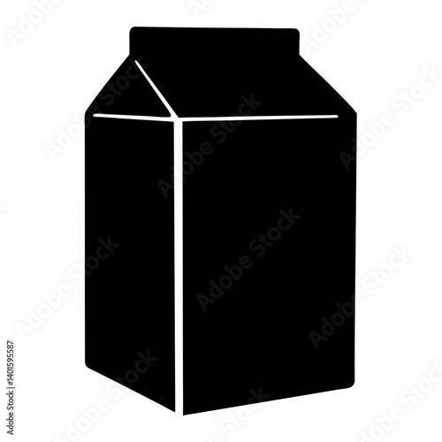 milk carton black silhouette icon - of a soft drinks milk carton simple vector art