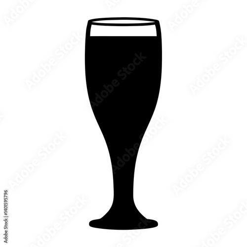 mimosa glass black silhouette icon - of a soft drinks mimosa glass simple vector art