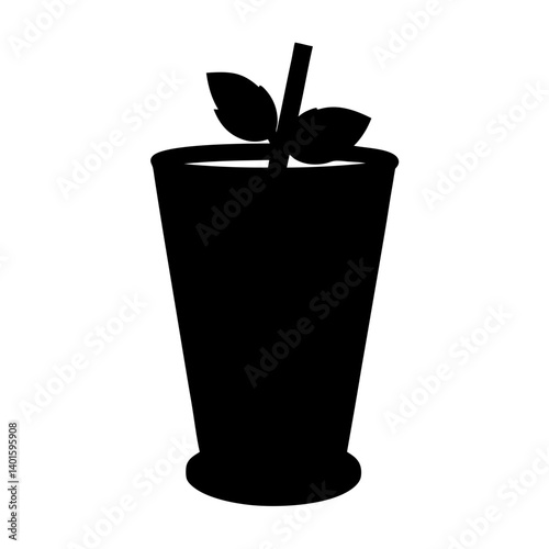 mint julep black silhouette icon - of a soft drinks mint julep simple vector art