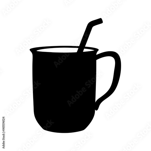 Photography moscow mule in copper mug black silhouette icon - of a soft drinks moscow mule i