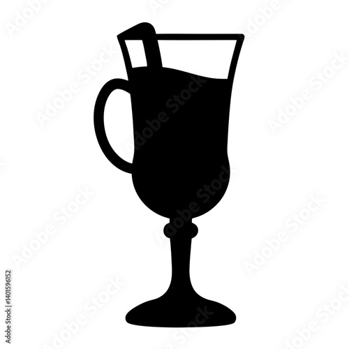 mulled wine black silhouette icon - of a soft drinks mulled wine, simple vector art