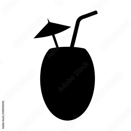 pi a colada black silhouette icon - of a  pi a colada simple vector art