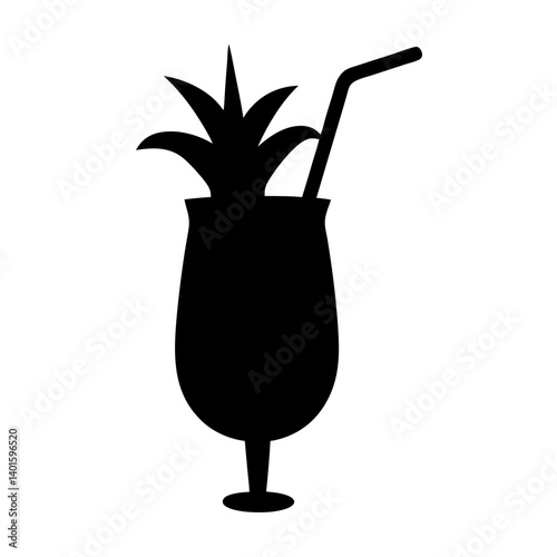 pi a colada black silhouette icon - of a  pi a colada simple vector art