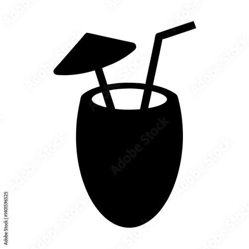 pi a colada black silhouette icon - of a  pi a colada simple vector art