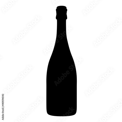 prosecco bottle black silhouette icon - of a  prosecco bottle simple vector art