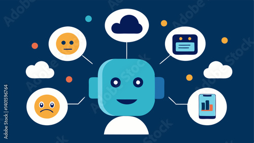 Gesture Interpretation An AI device interpreting not just facial expressions but also hand gestures with icons representing emotions arising from both sources in a thought bubble.