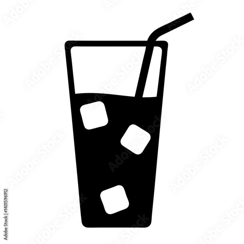 rum and coke black silhouette icon - of a soft drinks rum and coke simple vector art