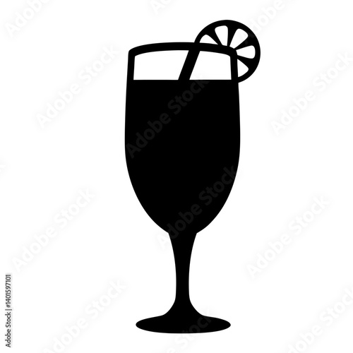 sangria glass black silhouette icon - of a soft drinks sangria glass simple vector art