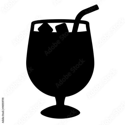 sangria glass black silhouette icon - of a soft drinks sangria glass simple vector art