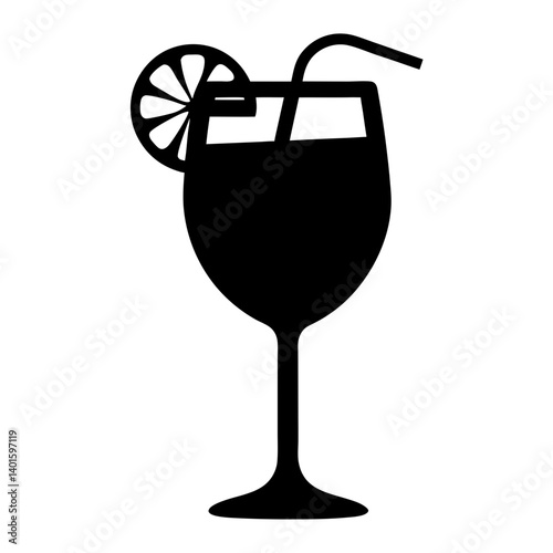 sangria glass black silhouette icon - of a soft drinks sangria glass simple vector art