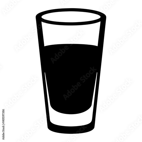 shot glass black silhouette icon - of a soft drinks shot glass, simple vector art