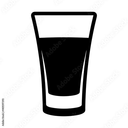 shot glass black silhouette icon - of a soft drinks shot glass simple vector art