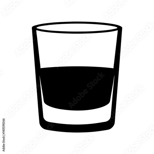 whiskey glass black silhouette icon - of a soft drinks whiskey glass simple vector art