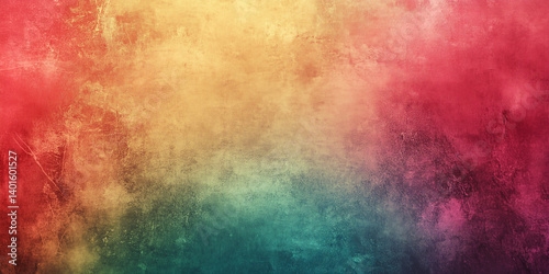 Abstract vintage textured background with vibrant rainbow colours 