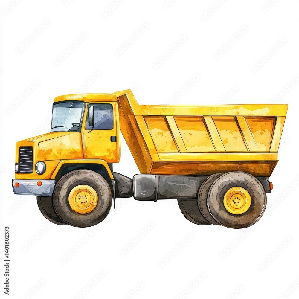 Colorful yellow dump truck illustration Colorful yellow dump truck illustration