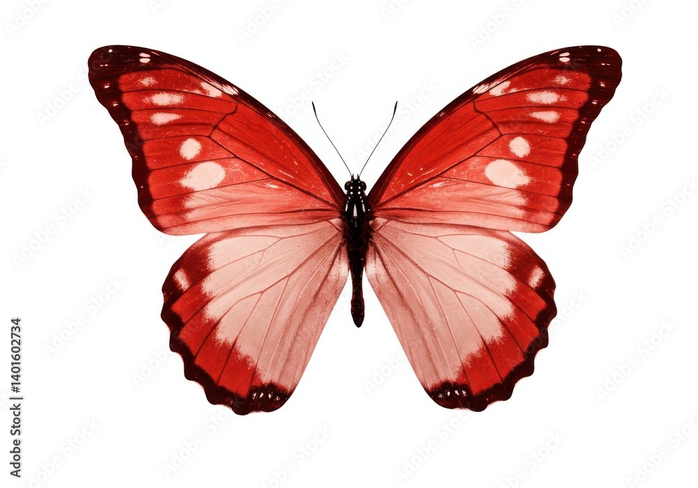 Fototapeta premium Red butterfly wings isolated macro nature insect design