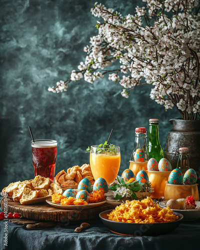 Stylish Easter still life on the table