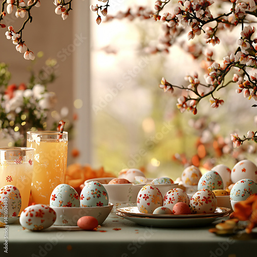 Stylish Easter still life on the table