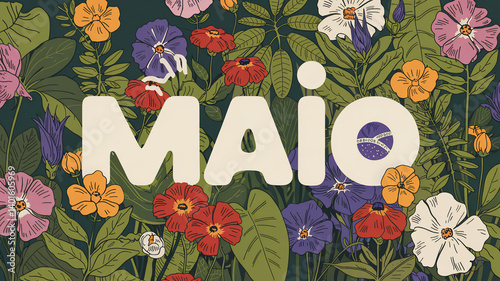 A floral pattern decorates the image and the word 