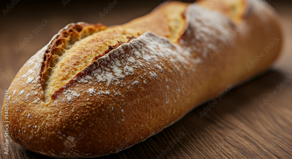 Closeup Of Freshly Baked Artisan Loaf Of Bread On Wooden Table Closeup Of Freshly Baked Artisan Loaf Of Bread On Wooden Table