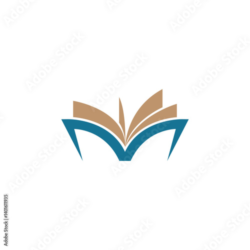 Letter M and book, vector symbol.