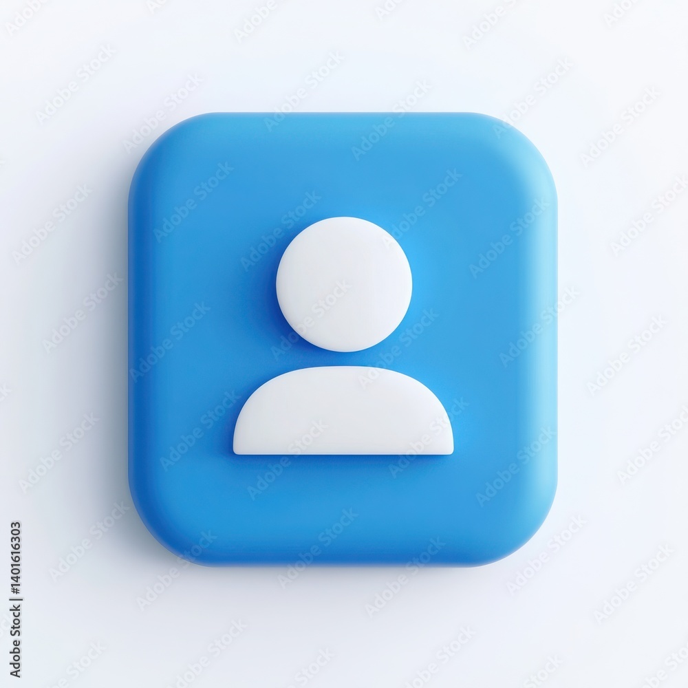 White figure on blue rounded square isolated on a white background White figure on blue rounded square isolated on a white background