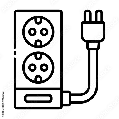 Multiple socket power strip surge protector outline icon