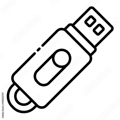 Portable USB flash drive memory storage outline icon