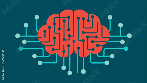 Brain and Circuit An abstract representation of a brain composed of circuitry lines signifying the intelligence of AI in processing and writing code.
