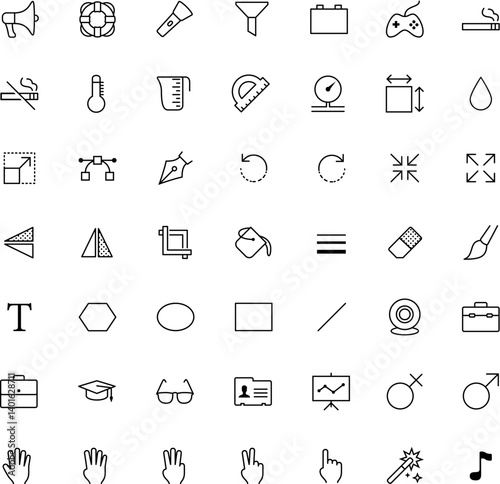 Obraz na płótnie Minimal Line Icons – Essential Vector Icon Pack - Set. Ideal For: App interfaces, Website dashboards, Infographics, Presentations, Icon replacements for minimalist branding. Clean monoline style w salonie
