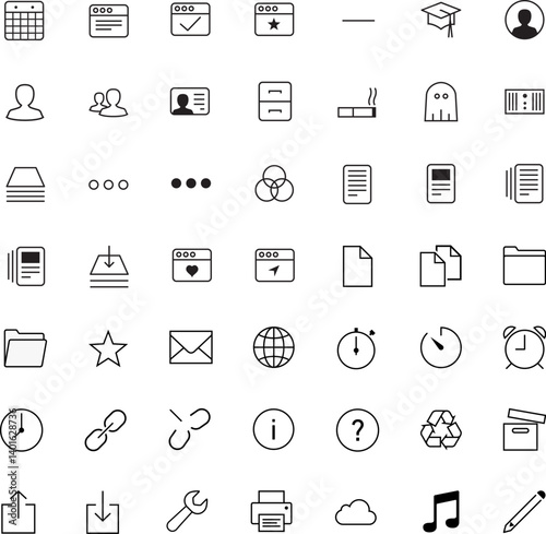 Obraz na płótnie Minimal Line Icons – Essential Vector Icon Pack - Set. Ideal For: App interfaces, Website dashboards, Infographics, Presentations, Icon replacements for minimalist branding. Clean monoline style w salonie