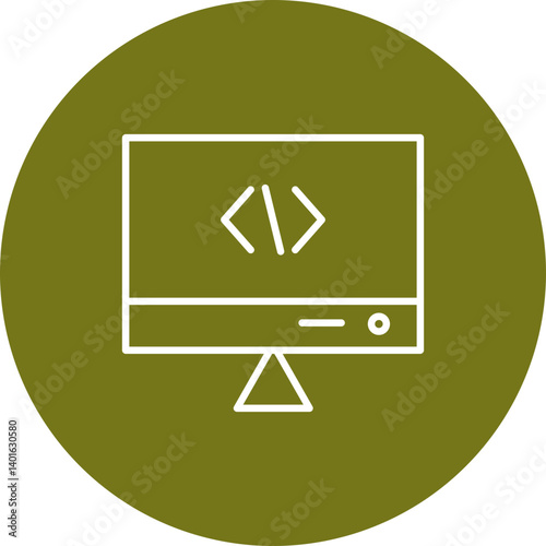 Coding Vector Line Circle Icon Design for personal and commercial use