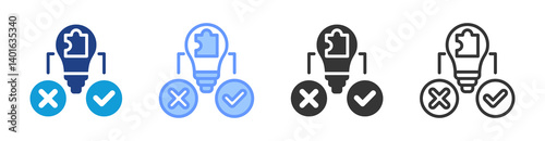 Hypothesis Solution icon set multiple style collection