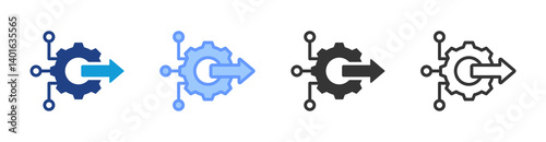 Process Streamlining icon set multiple style collection
