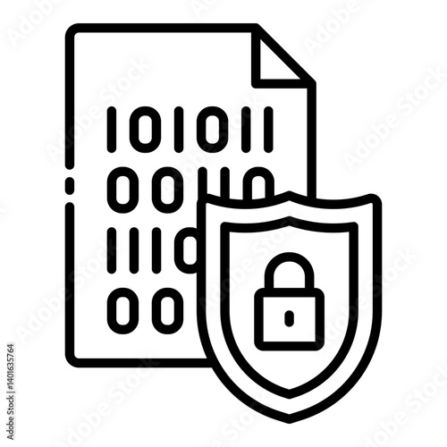 Encrypted digital file outline icon representing cybersecurity measures