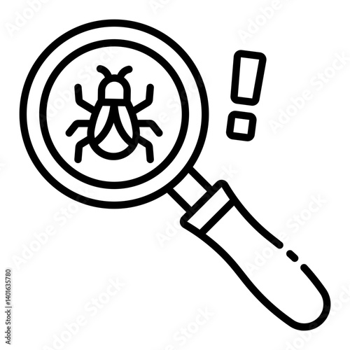 Magnifying glass scanning for viruses outline icon