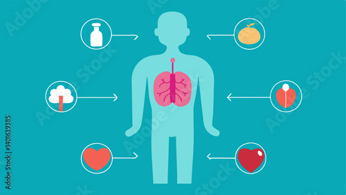Targeted Nutrition Diagram A simple infographic showing a human body outline with arrows pointing to different e.g. heart brain skin with corresponding supplements depicted nearby